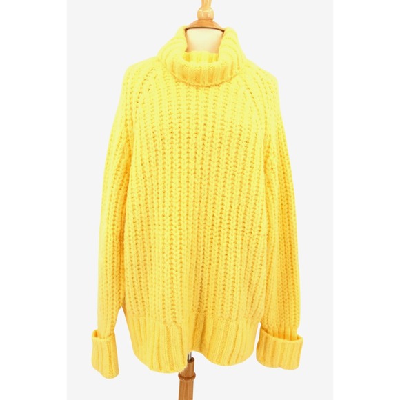 Anthropologie Sweaters - Anthropologie Pilcro Sweater Womens XL Yellow Turtleneck Chunky Knit Colorful